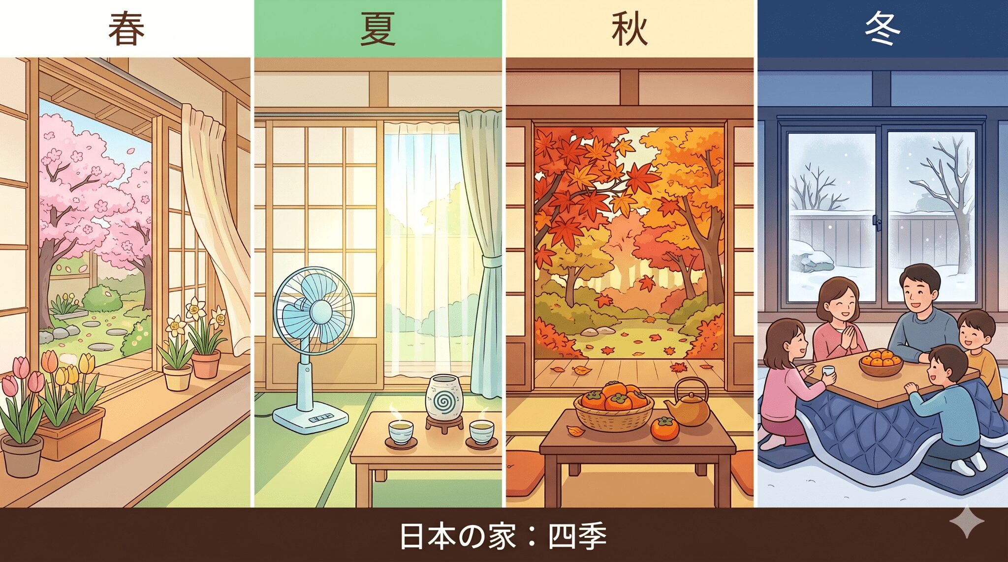 春 夏 秋 冬 日本の家：四季